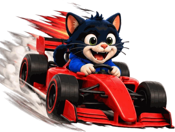 Nesto au volant d'une voiture de course